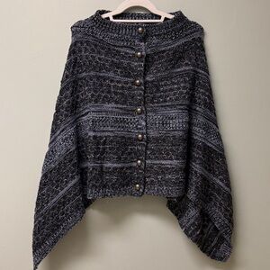 Simply Noelle steel gray knit poncho sweater One Size